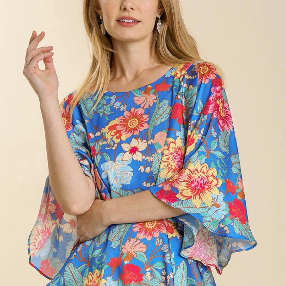 Floral Blue Women's Top